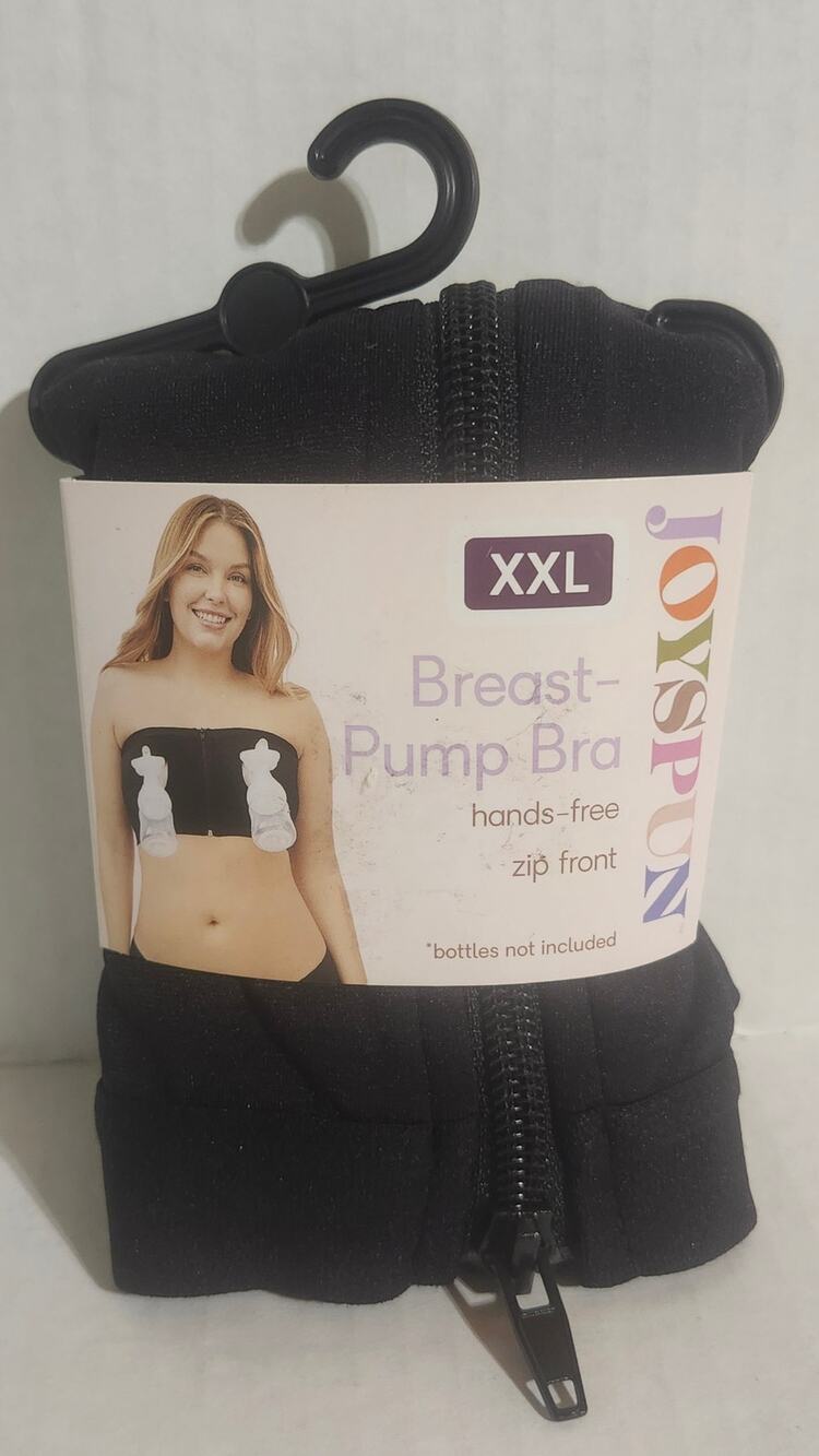 Joyspun Hands-Free Breast Pump Bra XXLarge Black Zip Front New